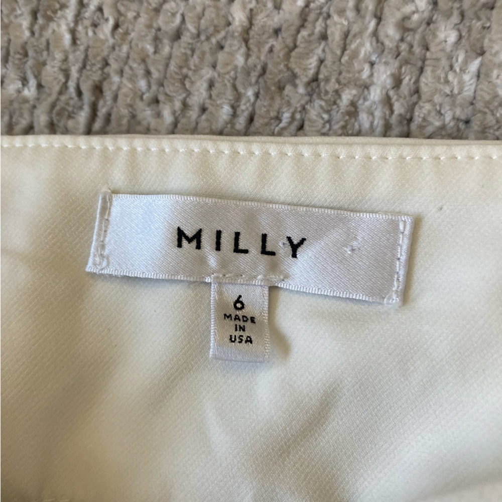 Milly Off White Tailored Trouser Pants Size 6 Side Zip Classic - Picture 7 of 8